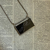 Gorey Disrespectful Summons vintage book illustrations, hand-soldered glass pendant