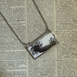 Gorey Bat / Monster vintage book illustrations, hand-soldered glass pendant