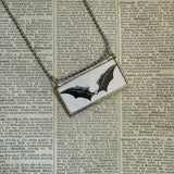 Gorey Bat / Monster vintage book illustrations, hand-soldered glass pendant