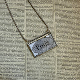 Gorey Disrespectful Summons vintage book illustrations, hand-soldered glass pendant