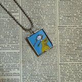 Gorey The Wuggly Ump  vintage book illustrations, hand-soldered glass pendant