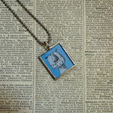 Gorey The Wuggly Ump  vintage book illustrations, hand-soldered glass pendant