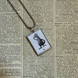Gorey Monsters vintage book illustrations, hand-soldered glass pendant