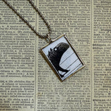 Gorey Monsters vintage book illustrations, hand-soldered glass pendant