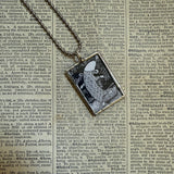 Gorey Hippity Wippity vintage book illustrations, hand-soldered glass pendant