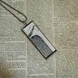 Gorey The osbick bird vintage book illustrations, hand-soldered glass pendant
