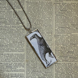 Gorey Doubtful Guest vintage book illustrations, hand-soldered glass pendant