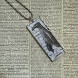 Gorey Doubtful Guest vintage book illustrations, hand-soldered glass pendant
