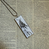 Gorey The Epiplectic Bicycle vintage book illustrations, hand-soldered glass pendant