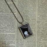 Gorey Hippity Wippity vintage book illustrations, hand-soldered glass pendant