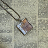 Gorey - Cats Vintage book illustrations, hand-soldered glass pendant