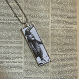 Gorey Doubtful Guest vintage book illustrations, hand-soldered glass pendant