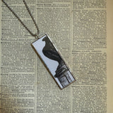 Gorey Doubtful Guest vintage book illustrations, hand-soldered glass pendant