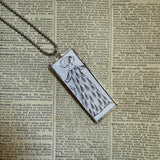 Gorey Women vintage book illustrations, hand-soldered glass pendant