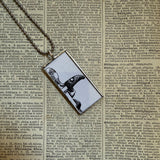 Gorey Doubtful Guest vintage book illustrations, hand-soldered glass pendant