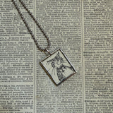 Gorey - Cats Vintage book illustrations, hand-soldered glass pendant