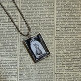 Gorey Monster vintage book illustrations, hand-soldered glass pendant