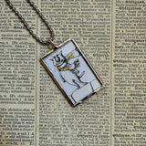 Gorey - Cats Vintage book illustrations, hand-soldered glass pendant
