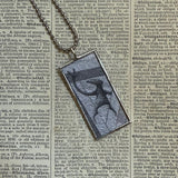 Gorey - Vintage book illustrations, hand-soldered glass pendant