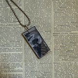 Gorey - Vintage book illustrations, hand-soldered glass pendant
