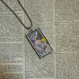 Gorey La Dame Aux Pomplemousse, vintage book illustrations, hand-soldered glass pendant