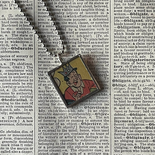 Archie & Jughead, Archie comics, original vintage 1970s comic book illustrations, upcycled to soldered glass pendant