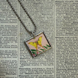 Butterfly, vintage illustrations, up-cycled to soldered glass pendant