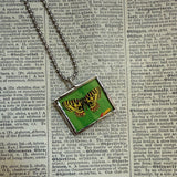 Butterfly, vintage illustrations, up-cycled to soldered glass pendant