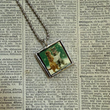 Cat, Kitten, Kitty, vintage illustrations, up-cycled to soldered glass pendant