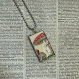 Mushroom and fungus, vintage natural history illustrations up-cycled to soldered glass pendant