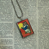 Owls, vintage illustrations, up-cycled to soldered glass pendant