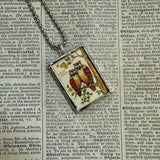 Owls, vintage illustrations, up-cycled to soldered glass pendant