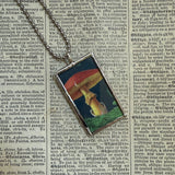 Mushroom and fungus, vintage natural history illustrations up-cycled to soldered glass pendant
