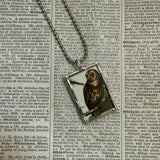 Owls, vintage illustrations, up-cycled to soldered glass pendant