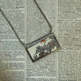 Poppy flower, vintage botanical illustration, up-cycled to soldered glass pendant