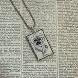 Pansy flower, vintage botanical dictionary illustration, upcycled to soldered glass pendant