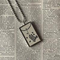 Winnie the Pooh childrens' book illustrations up-cycled to hand-soldered glass pendant