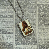 Mushroom and fungus, vintage natural history illustrations up-cycled to soldered glass pendant