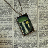 Mushroom and fungus, vintage natural history illustrations up-cycled to soldered glass pendant