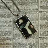 Mushroom and fungus, vintage natural history illustrations up-cycled to soldered glass pendant