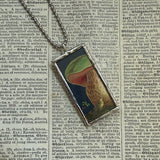 Mushroom and fungus, vintage natural history illustrations up-cycled to soldered glass pendant