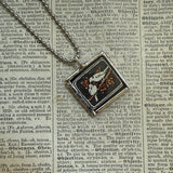 Love Birds, vintage children's book illustrations, up-cycled to soldered glass pendant