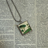 Mushroom and fungus, vintage natural history illustrations up-cycled to soldered glass pendant