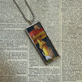 Mushroom and fungus, vintage natural history illustrations up-cycled to soldered glass pendant