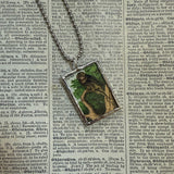 Owls, vintage illustrations, up-cycled to soldered glass pendant