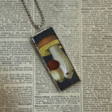 Mushroom and fungus, vintage natural history illustrations up-cycled to soldered glass pendant