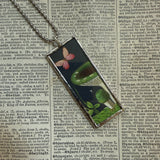 Mushroom and fungus, vintage natural history illustrations up-cycled to soldered glass pendant