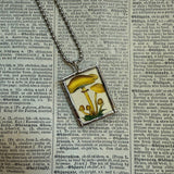 Mushroom and fungus, vintage natural history illustrations up-cycled to soldered glass pendant