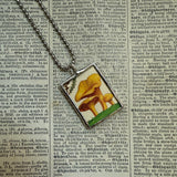 Mushroom and fungus, vintage natural history illustrations up-cycled to soldered glass pendant