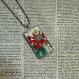 Passion flower, blue wildflower botanical illustrations, up-cycled to soldered glass pendant